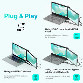 Duex Max DS USB-C and Mini HDMI plug-and-play connection for quick setup.