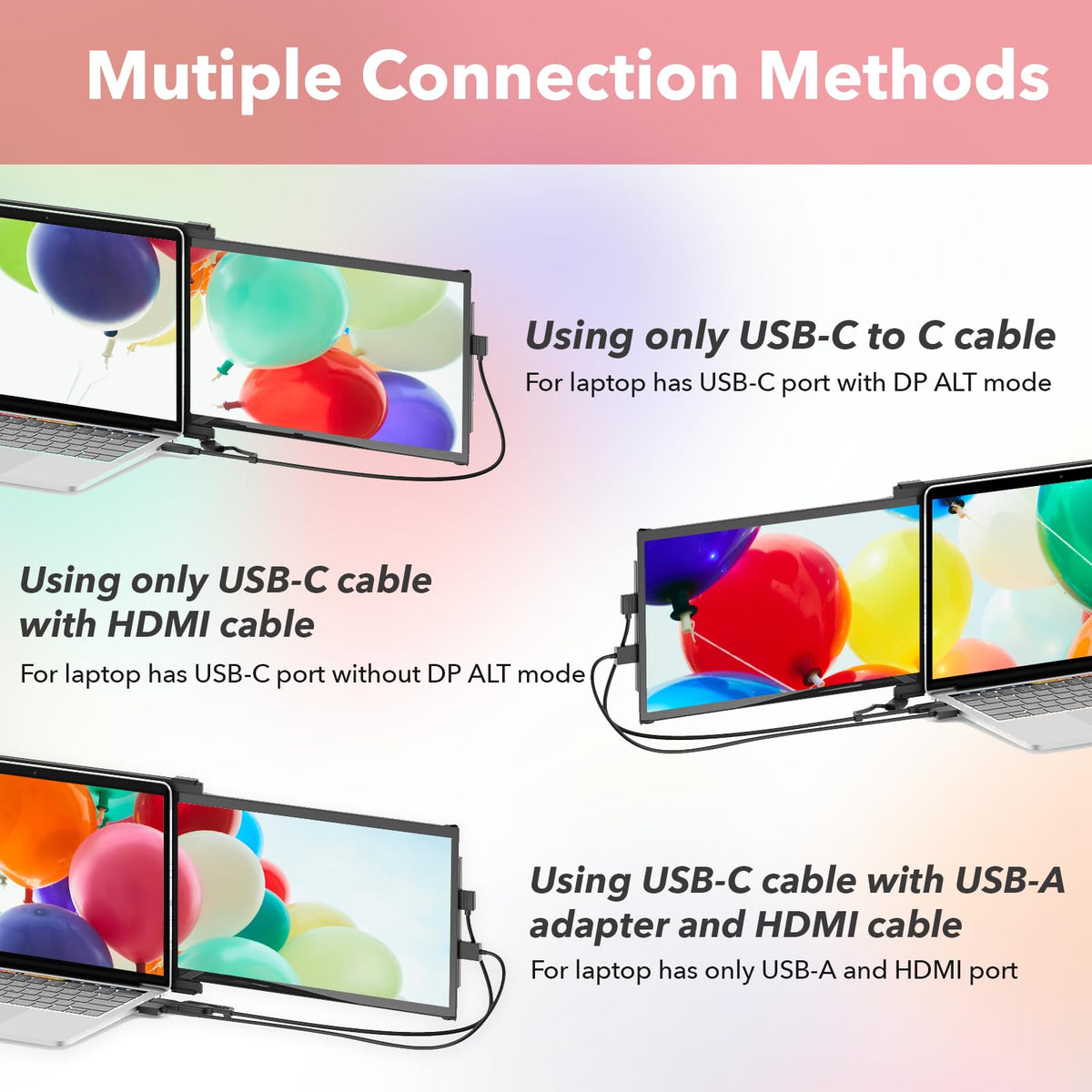 Duex Plus DS 1080p FHD display delivers crisp visuals for work.