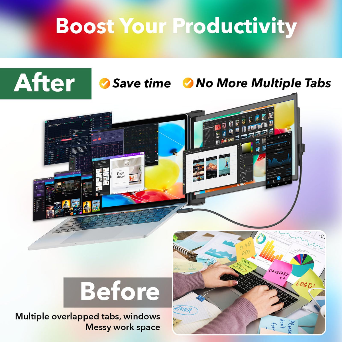 Duex Plus DS slim travel monitor design enhances portability for commuters.