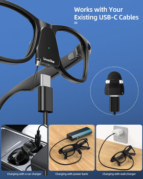 DuHeSin adapter in use with glasses enabling seamless charging.