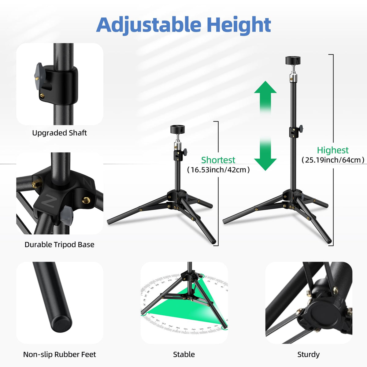 DuHeSin tripod carbon steel legs provide durable stability on outdoor terrain.