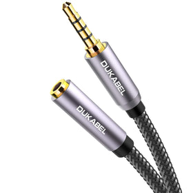 DUKABEL 3.5mm extension cord 16 feet extends listening reach for headphones.