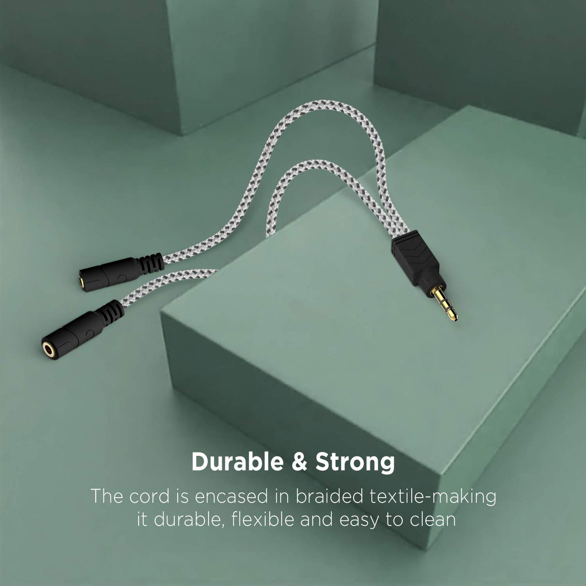 DUKABEL headphone splitter golden jack-detail highlights gold-plated connector for clearer signal