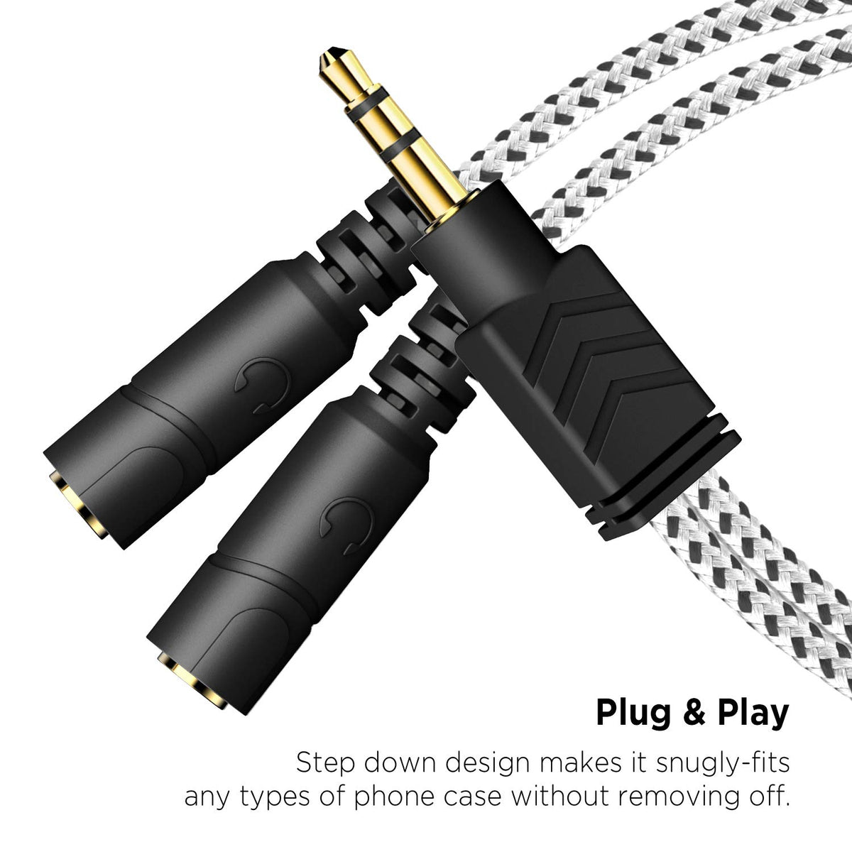DUKABEL headphone splitter two-headphones-use allows two users to share audio