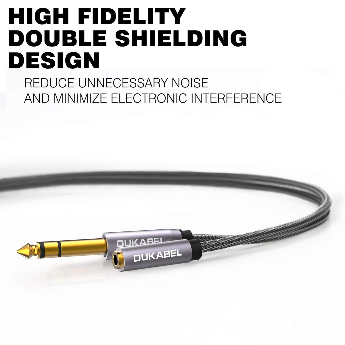 DUKABEL TopSeries 6.35mm to 3.5mm headphone adapter with gold-plated contacts for clean sound.