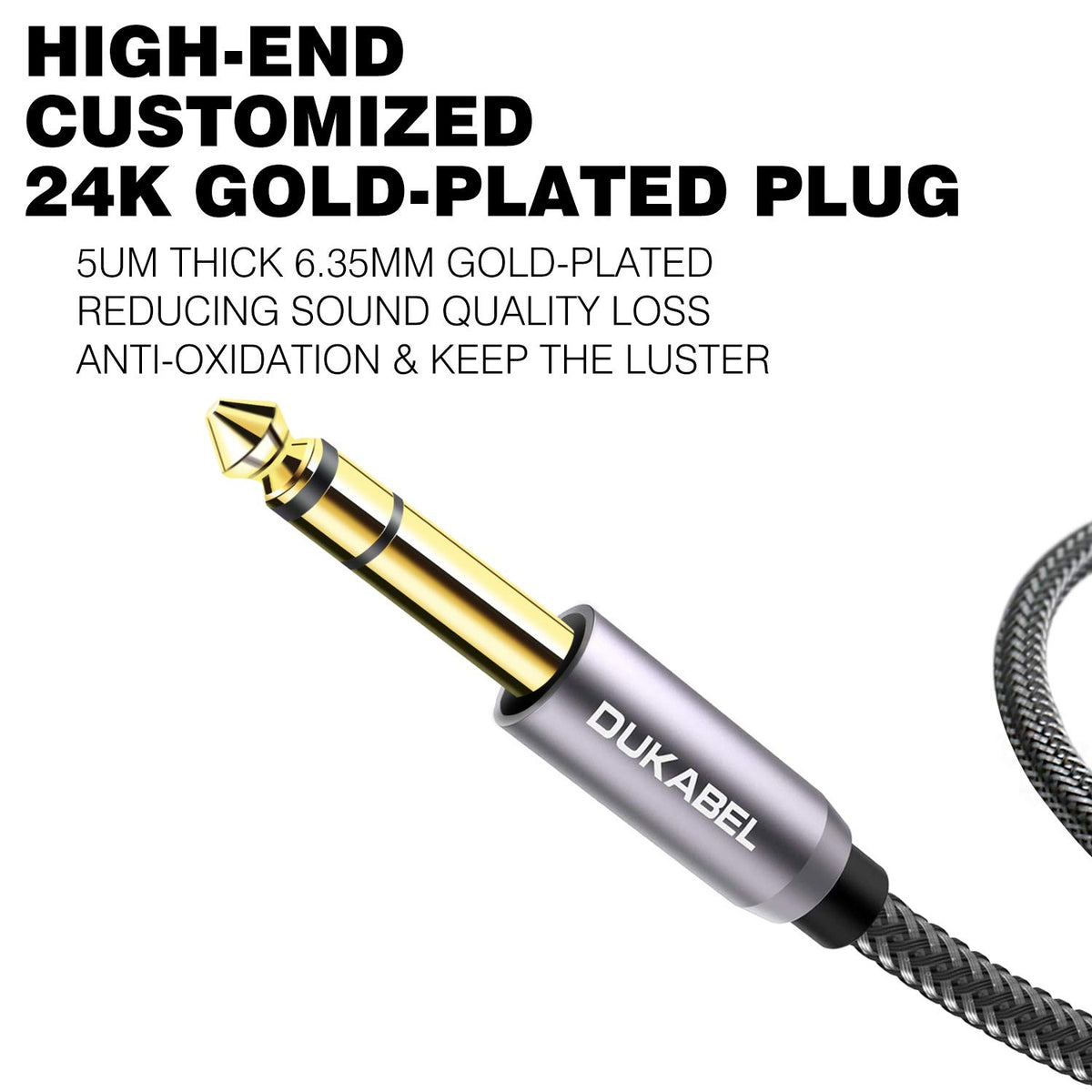 DUKABEL TopSeries metal shell adapter with noise shielding for stable signal during performances.