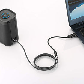 DUKABEL USB audio adapter with mic input, headset compatibility for online chats.