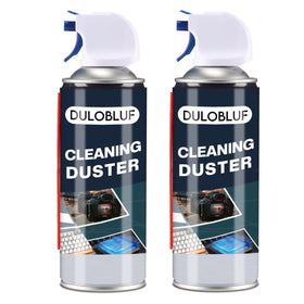 DULOBLUF compressed air duster cleans keyboards with precise dust removal.