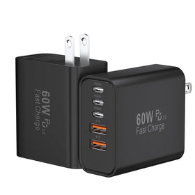 Duloch front view showing three USB-C two USB-A ports and sleek black finish for convenient charging