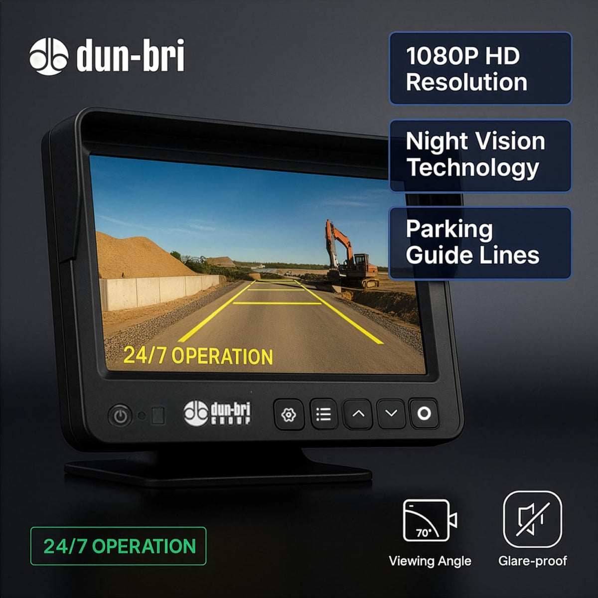 Dun-Bri wired AHD connection ensures a stable signal.