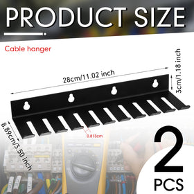 Dunzy black wall-mounted cable rack for quick access to cables.