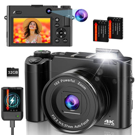 DUOCH front view of black camera showing compact body and lens, great portability