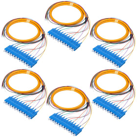 Duogalia front packaging showing six 12-strand SC/UPC pigtails and benefits of ready-to-install