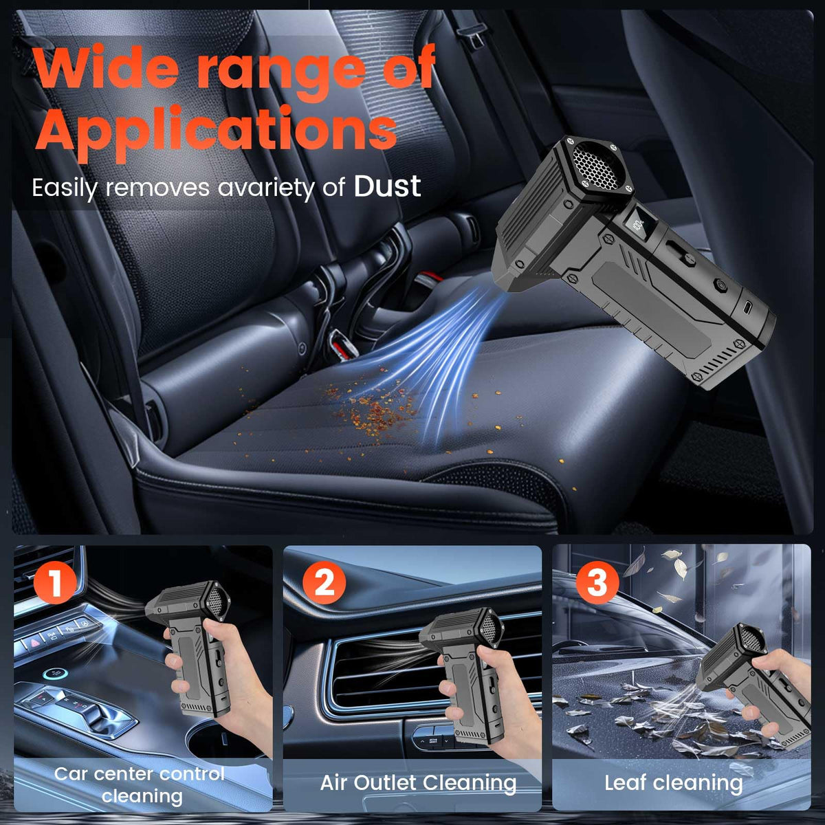 DUORT cleaning car interior removing dust and debris for tidy cabin