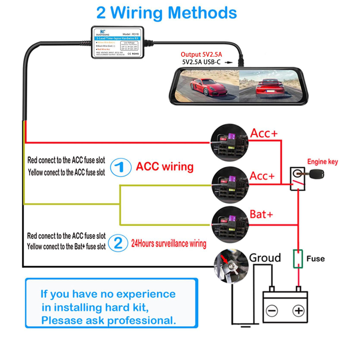 DUOYOUNG installed hidden wiring under dash for neat, permanent setup