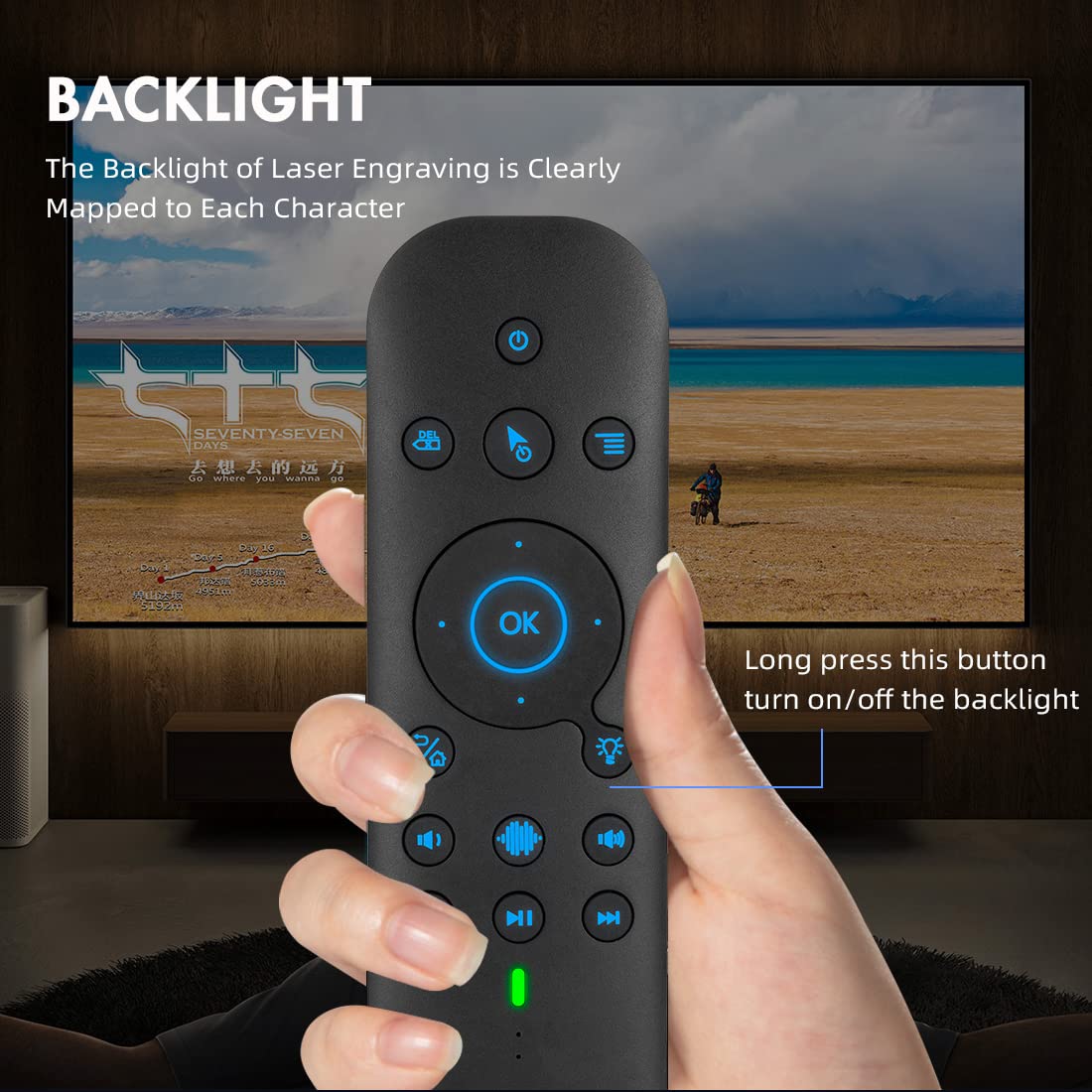 dupad story air mouse held in hand, allows precise pointer control