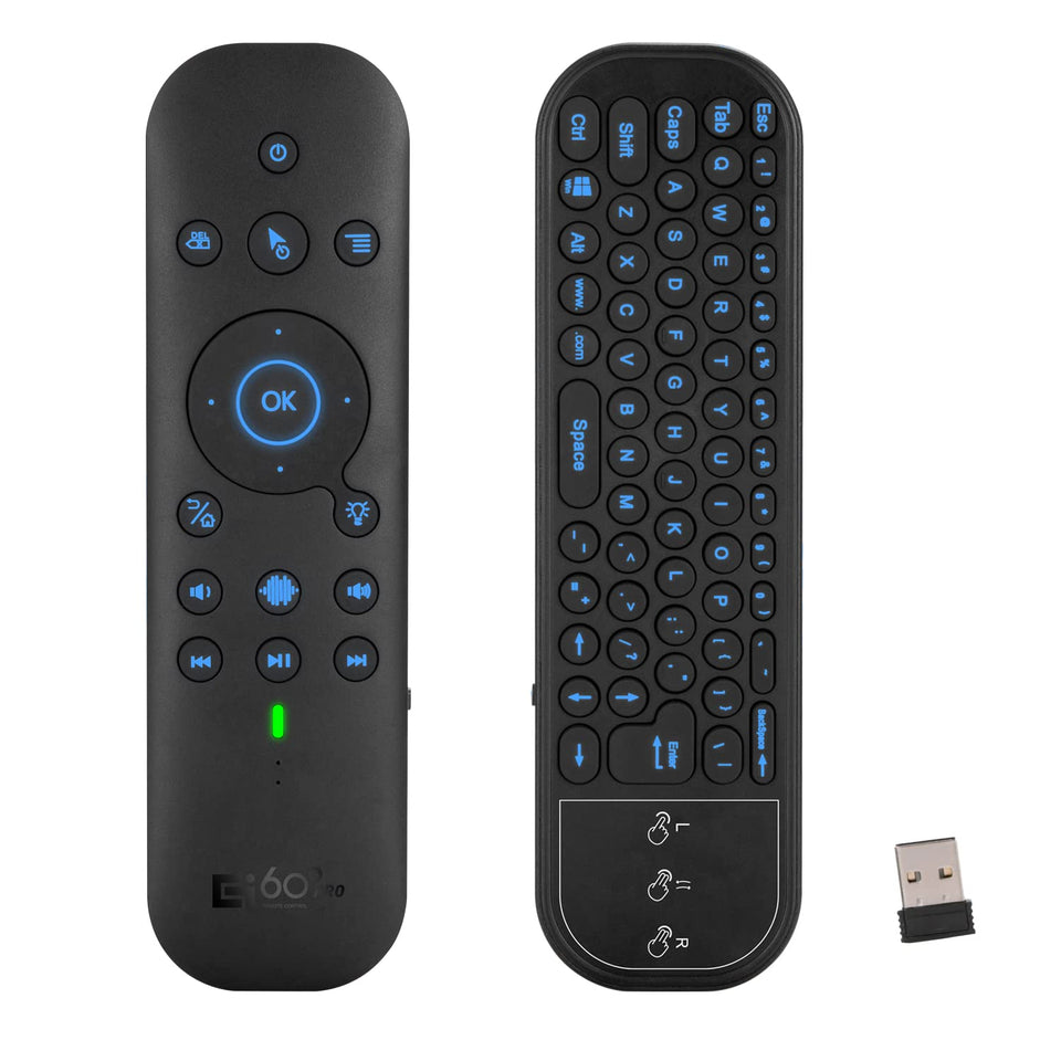 dupad story front view showing full remote and keyboard, simplifies media control