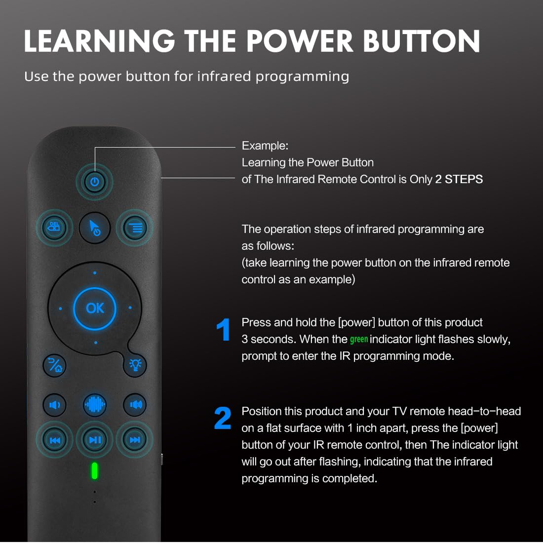dupad story IR sensor close-up for learning, replaces old remotes easily