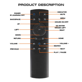 6-axis gyro sensing enables precise air pointing.