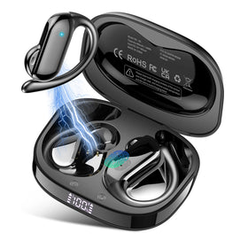 DUSONLAP open-ear buds with ergonomic ear hooks provide secure all-day comfort.