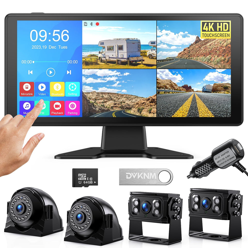 DVKNM 4K RV backup camera monitor with wide-angle display for easier parking