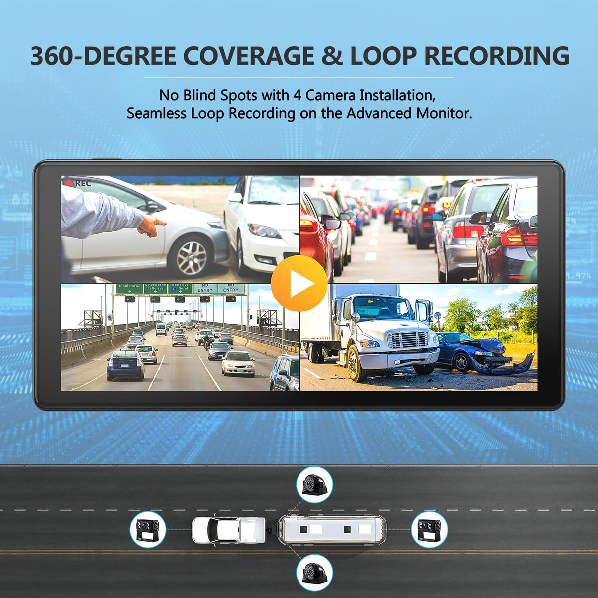DVKNM four 1080P rear cameras deliver detailed surroundings for safer maneuvering