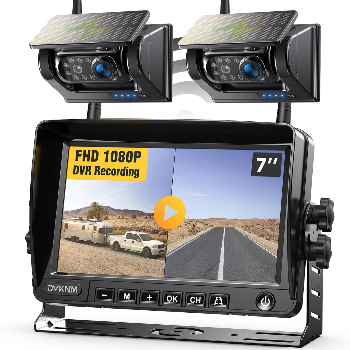 DVKNM AP7-2 backup camera on vehicle with magnetic mount for quick positioning