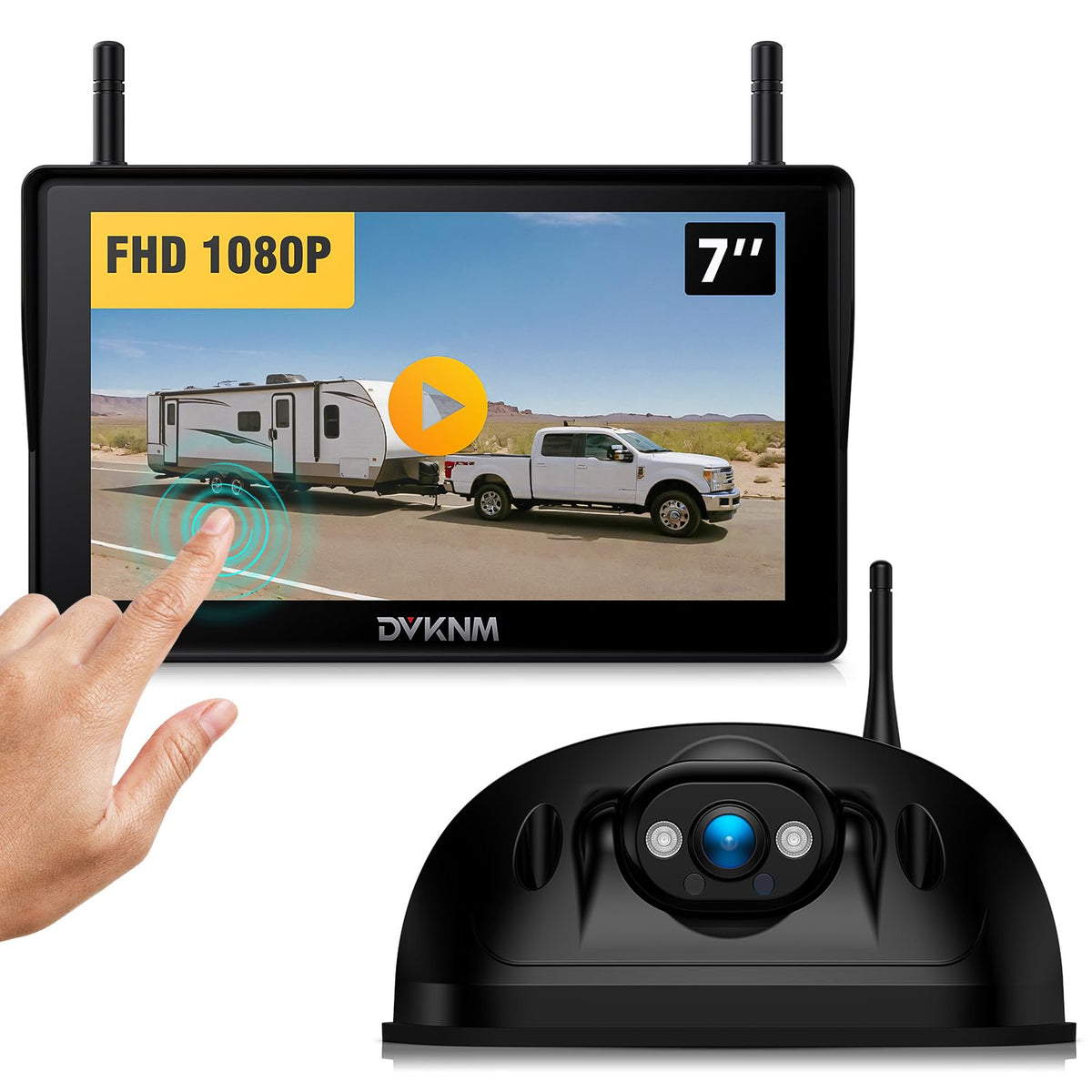 DVKNM backup camera rear-view for safer parking and lane changes.