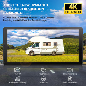 DVKNM quad 10.36-inch touchscreen monitor clearly showing four feeds