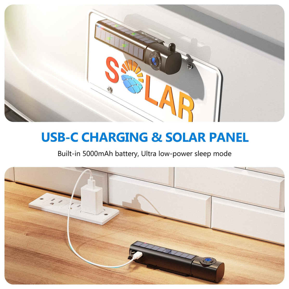 DVKNM solar panel close-up highlighting extended battery charging benefit