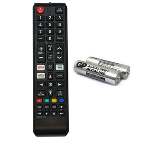 D. Vordingborg BN59-01315J remote front view with ready-to-use setup and Netflix hotkeys.