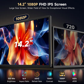 Dvxopny 14in FHD portable monitor front view with crisp visuals
