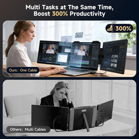 Dvxopny triple-screen multitasking in action for productive workflows