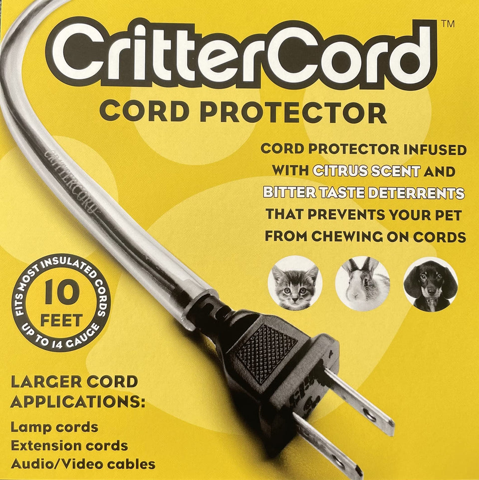 D&amp;W Innovations CritterCord cord protector deters pet chewing with citrus deterrent on cables