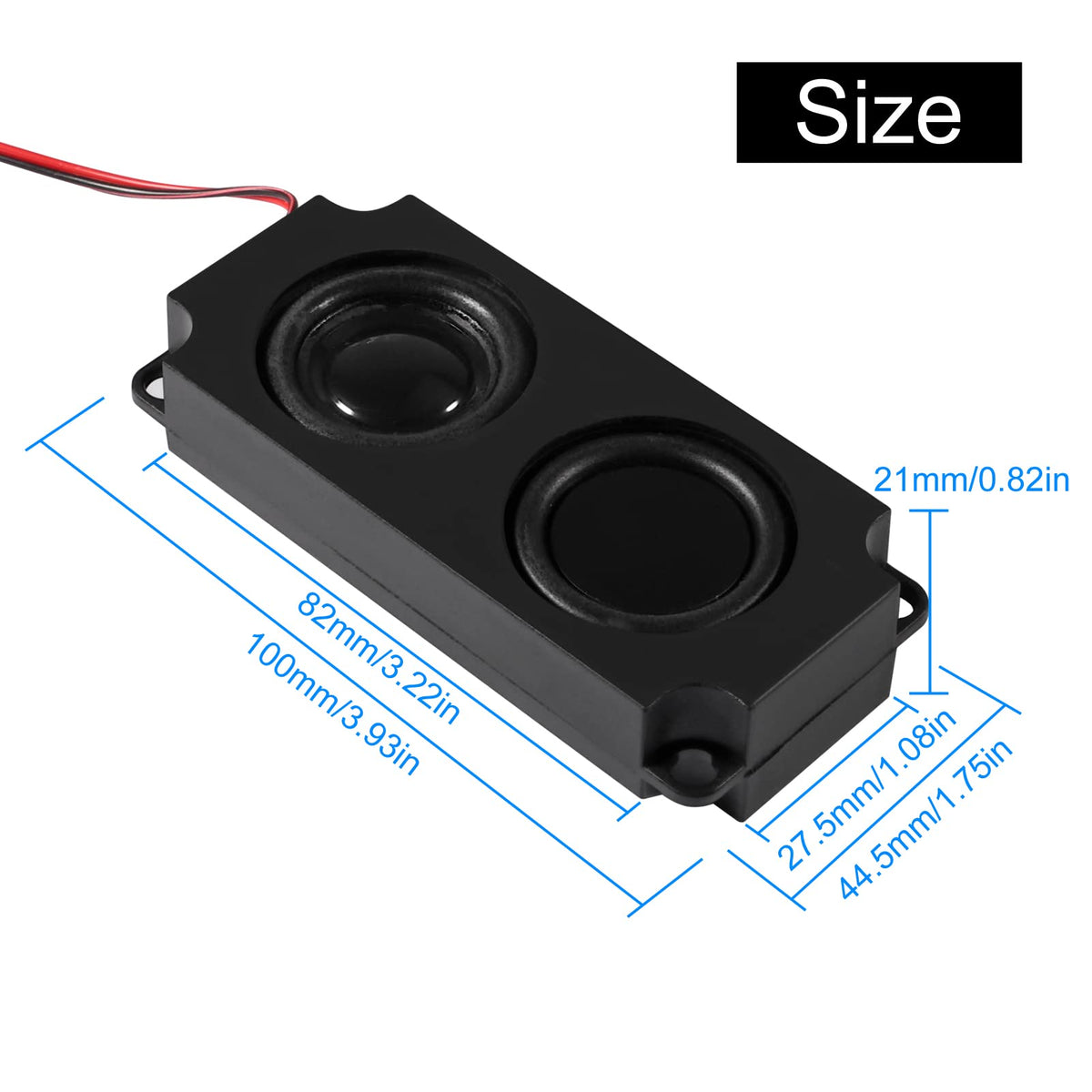 DWEII 4PCS speaker packaging image highlights compact footprint for portable digital kiosks.