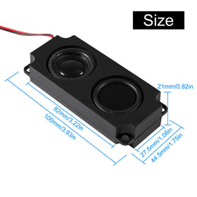 DWEII 4PCS speaker packaging image highlights compact footprint for portable digital kiosks.