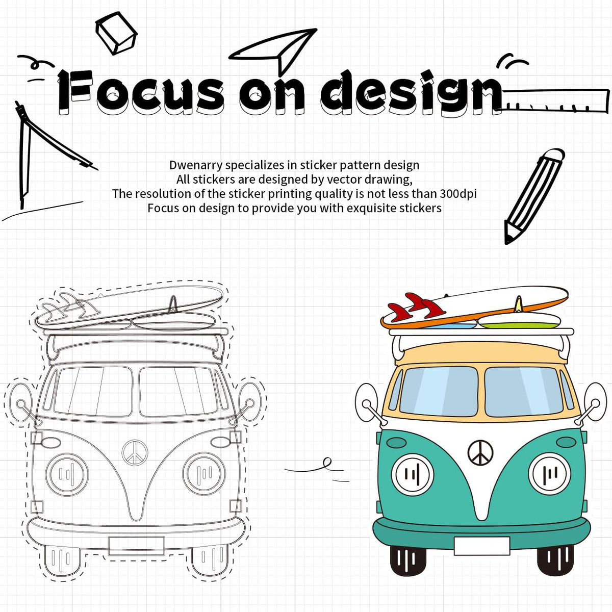 Dwenarry stickers in a travel journal creating a vintage adventure vibe