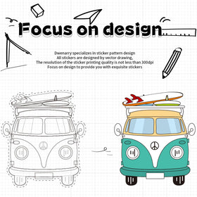 Dwenarry stickers in a travel journal creating a vintage adventure vibe