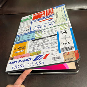 Dwenarry stickers applied to a suitcase offering instant travel ID