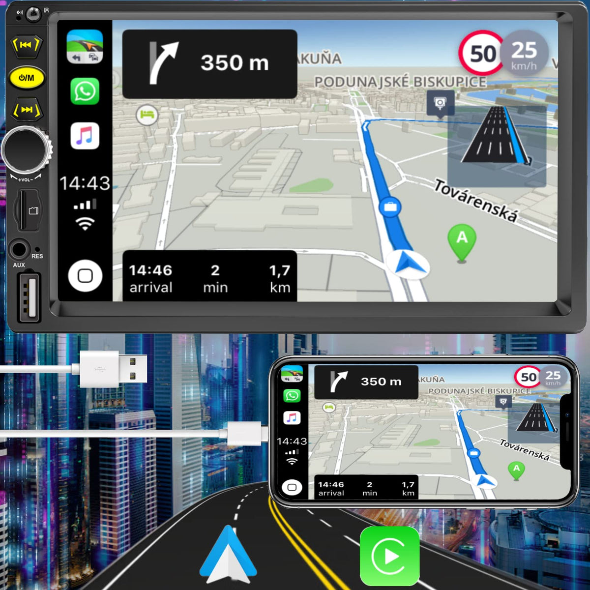 DWMM installed in car dash illustrating proper fit and modern infotainment upgrade