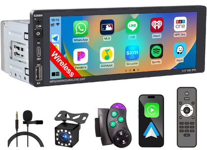 DWMM wireless DIN car stereo IPS screen showing crisp colors and clarity