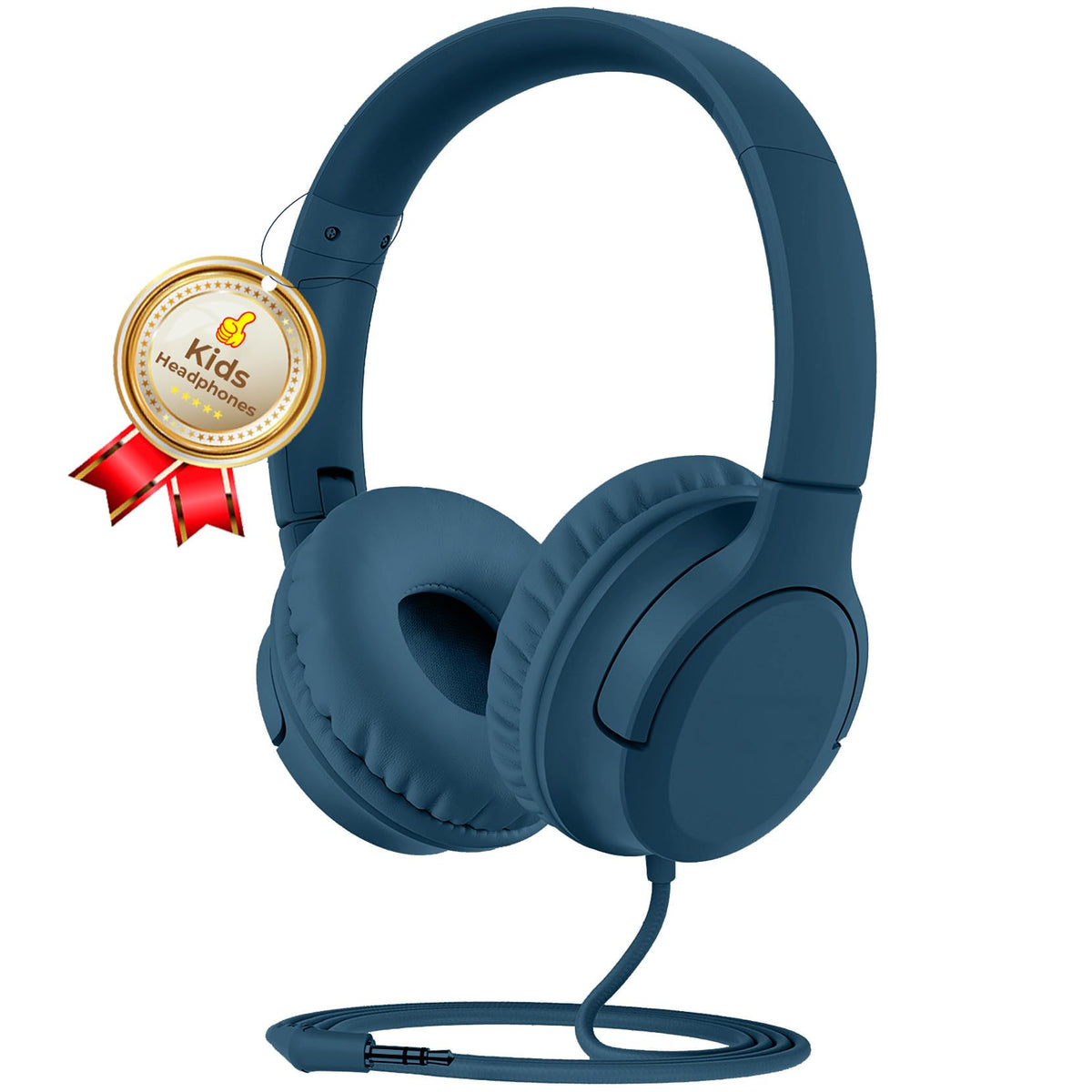 DyBaxa front view dark blue headphones showing comfortable fit and clear design