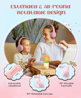 DyBaxa kids headphones with adjustable headband and soft cushions