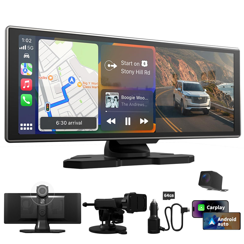 Dyeetic carplay screen front view with clear navigation display.