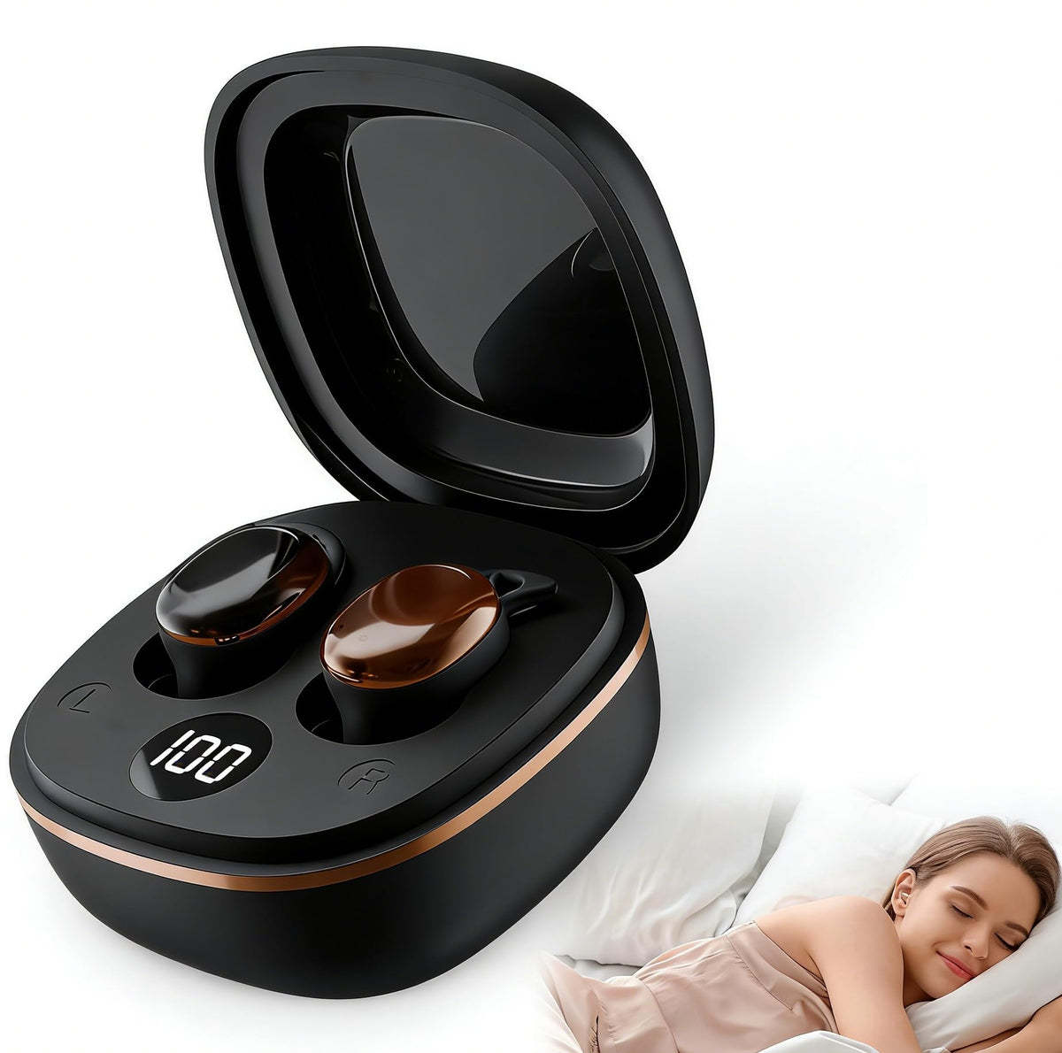 DYETUNY Sleep Earbuds for side sleepers with soft silicone and noise isolation for peaceful nights.