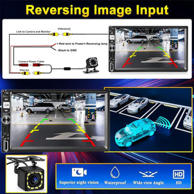 Dykucic backup camera feed on screen showing reverse view for safer parking