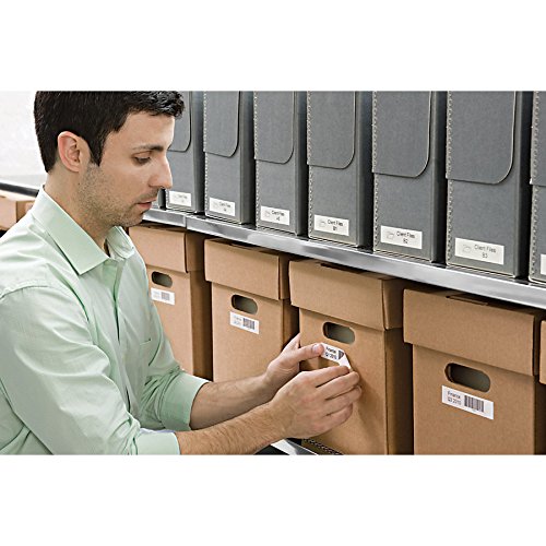 DYMO D1 black-on-white tape, three-quarter-inch, for clear labels.