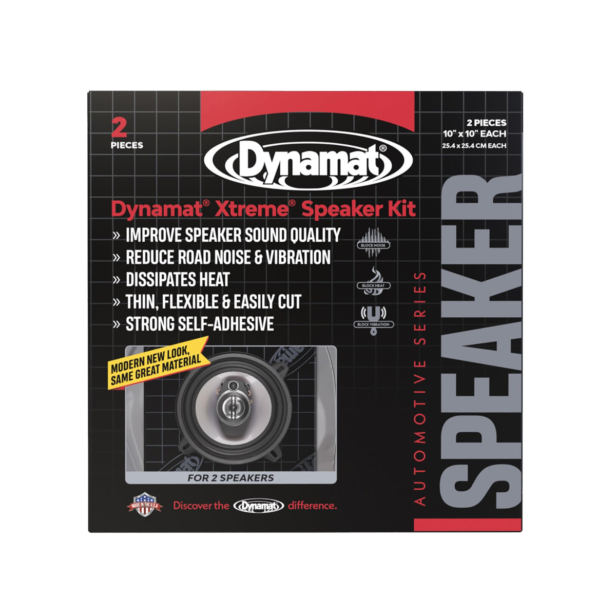 Dynamat Xtreme sound deadening sheets ready for speaker mounting to reduce road noise.