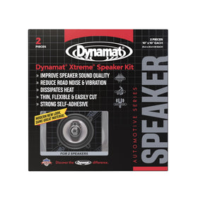 Dynamat Xtreme sound deadening sheets ready for speaker mounting to reduce road noise.