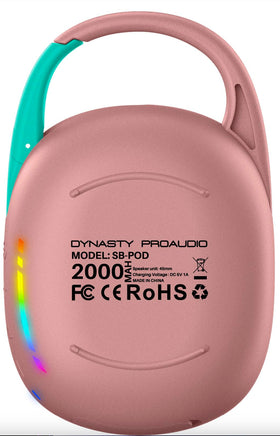 DYNASTY PROAUDIO SB-POD IPX7 rating highlights water resistance for outdoor adventures.
